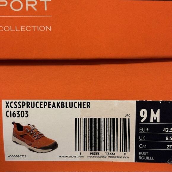 Rockport Men's XCS Spruce Peak Blucher Walking Shoe, Rust Brown Suede, sz 9 - Picture 7 of 7